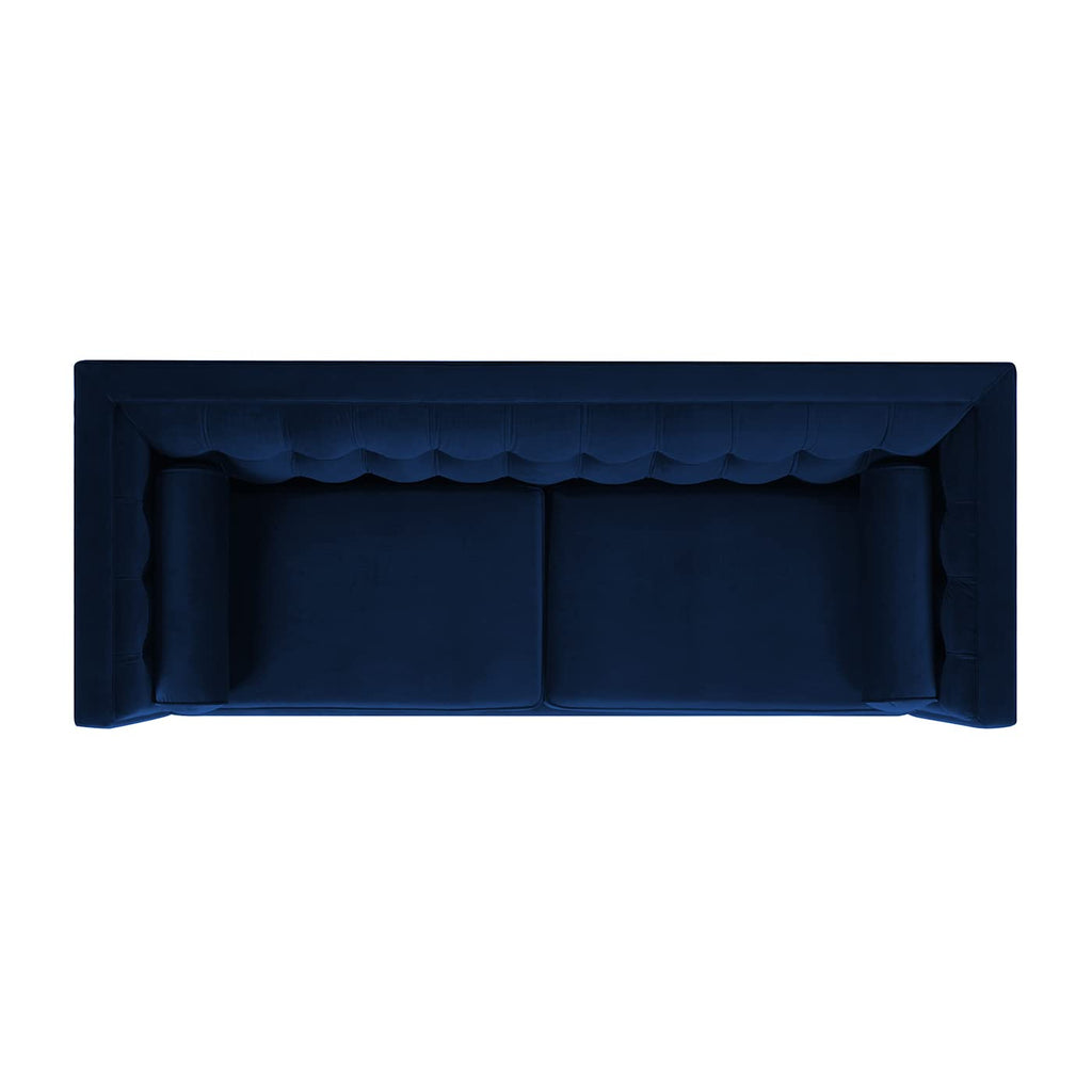 Navy Blue Velvet Tufted Sofa L257