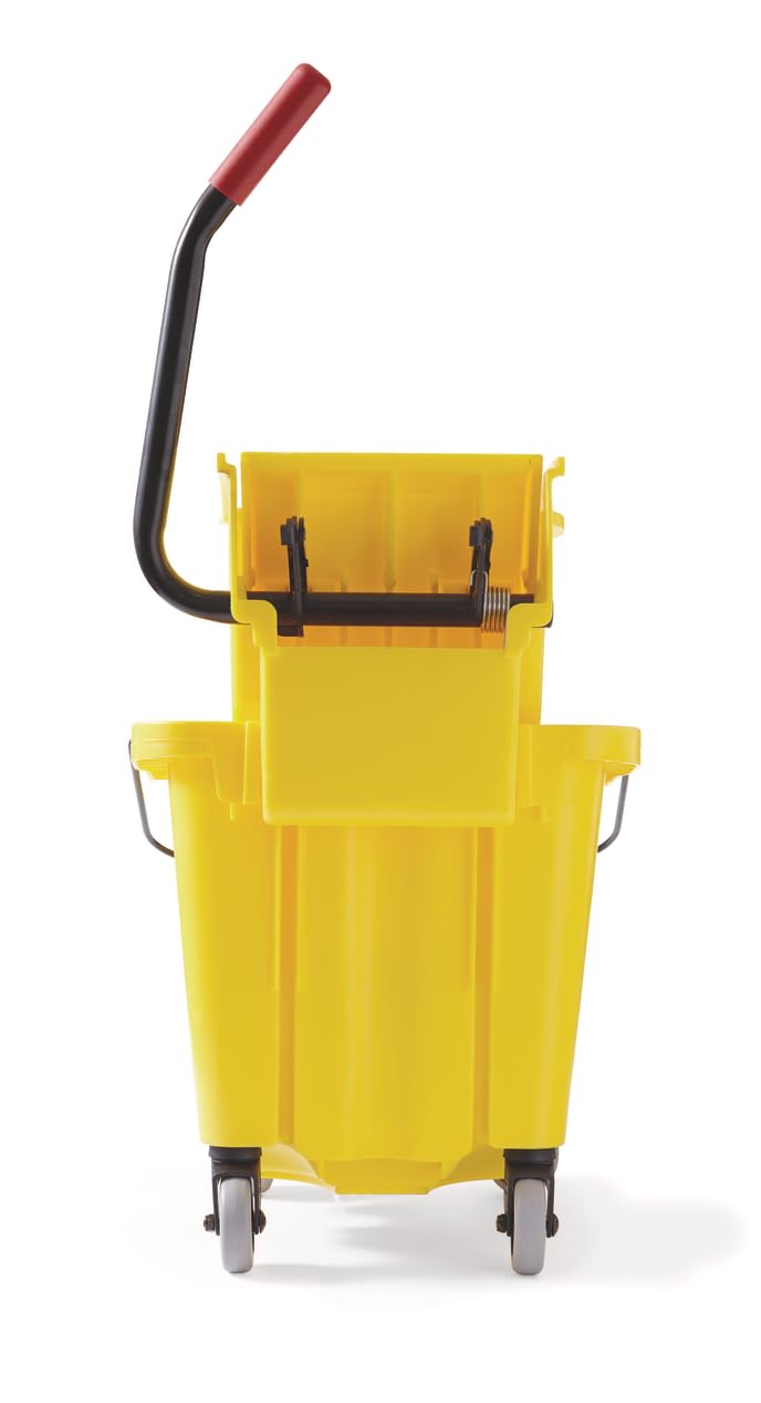 26 Qt. Side-Press Mop Bucket and Wringer Combo on Wheels, Yellow I7579