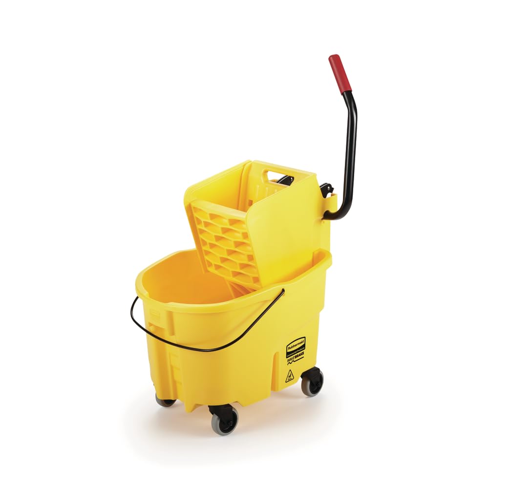 26 Qt. Side-Press Mop Bucket and Wringer Combo on Wheels, Yellow I7579