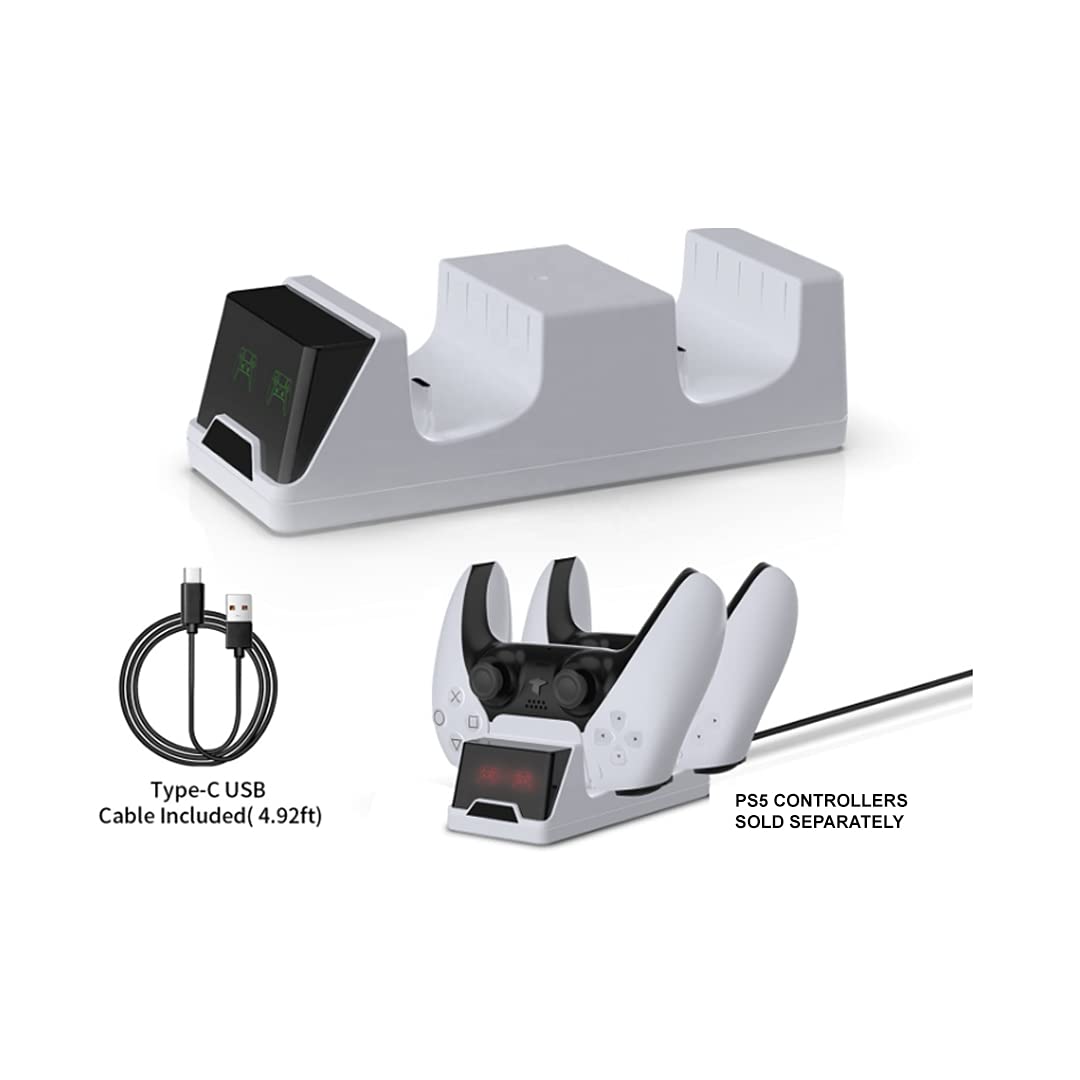 White PlayStation 5 Slim Disc 2TB SSD Console Bundle with Dual-Controller Charger L853
