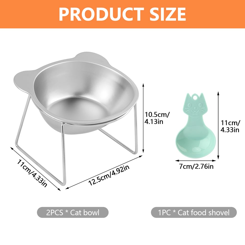 2 Pack Stainless Steel Elevated Cat Bowls L277