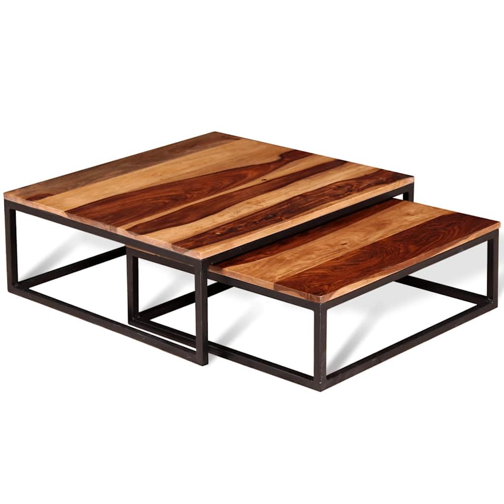 Solid Acacia Wood Nesting Coffee Table Set of 2 W57223