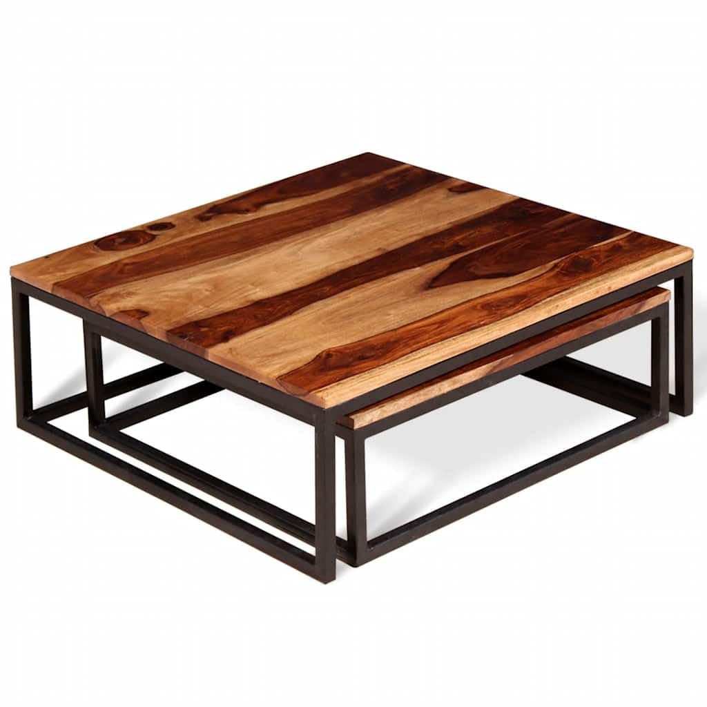 Solid Acacia Wood Nesting Coffee Table Set of 2 W57223