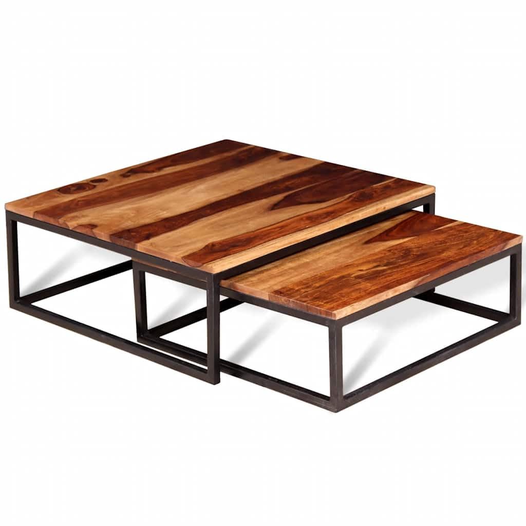 Solid Acacia Wood Nesting Coffee Table Set of 2 W57223