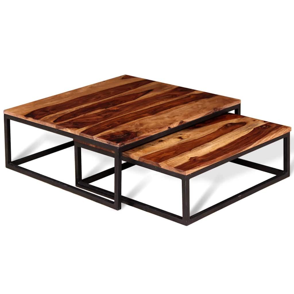 Solid Acacia Wood Nesting Coffee Table Set of 2 W57223