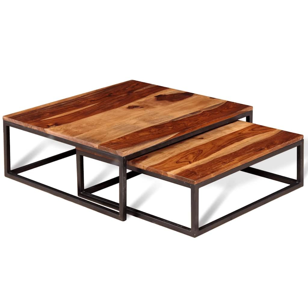 Solid Acacia Wood Nesting Coffee Table Set of 2 W57223