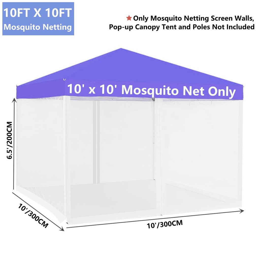 Mosquito Net 4-Panel Canopy Screen Wall with Zipper White Z198