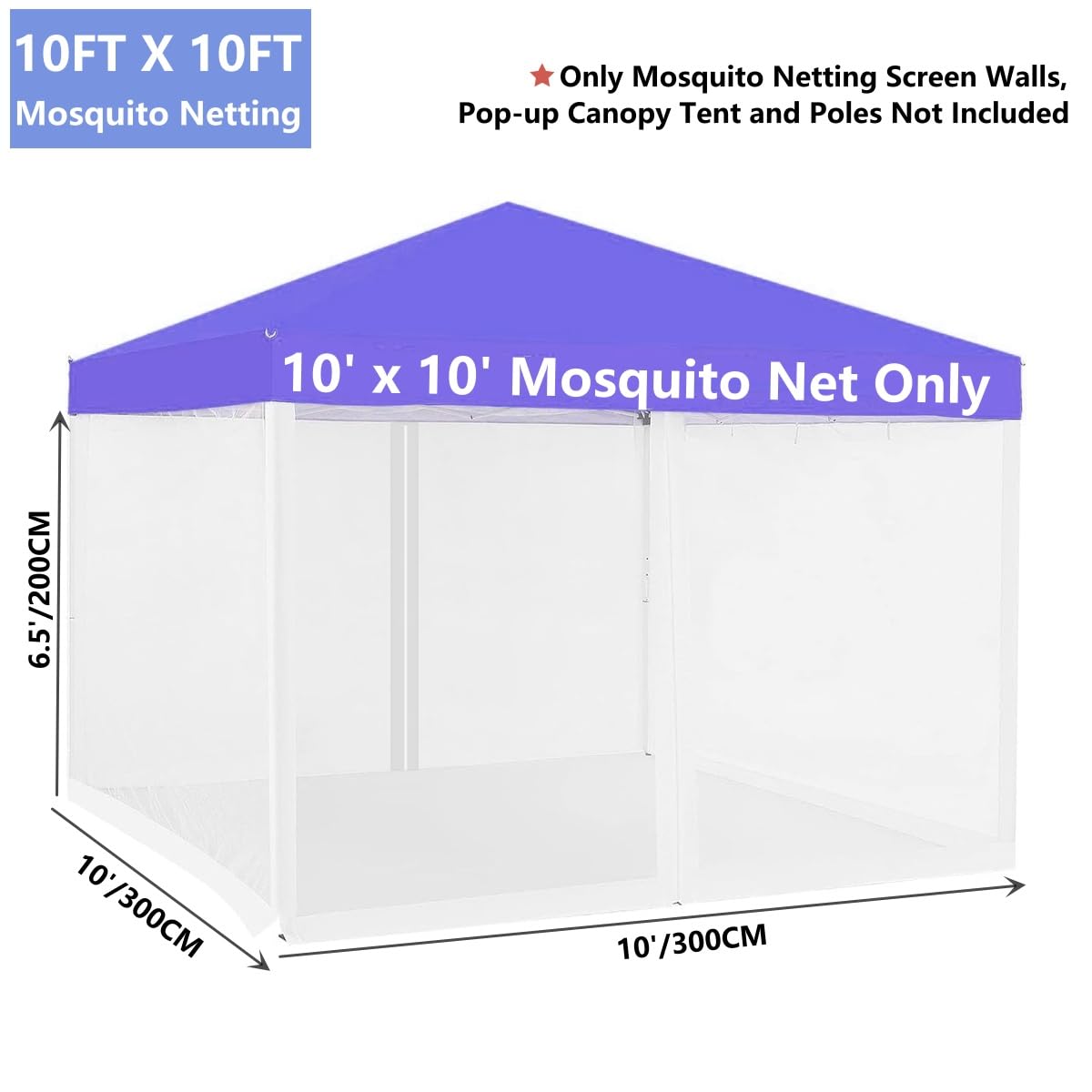 Mosquito Net 4-Panel Canopy Screen Wall with Zipper White Z198