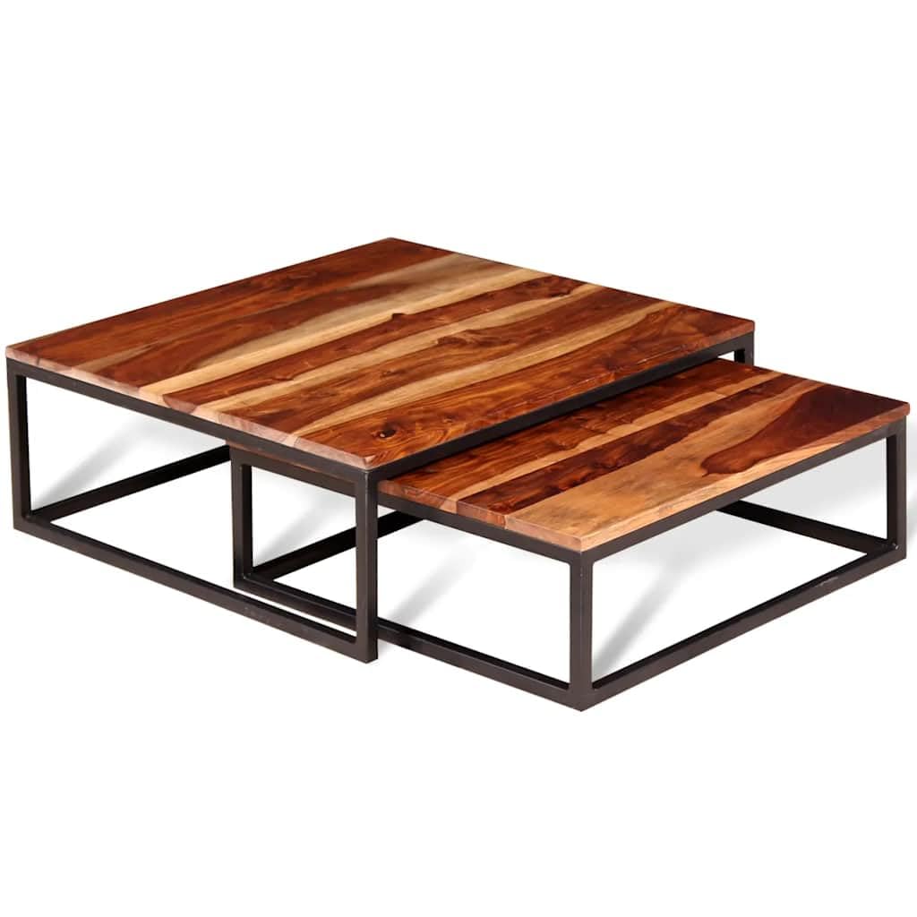 Solid Acacia Wood Nesting Coffee Table Set of 2 W57223