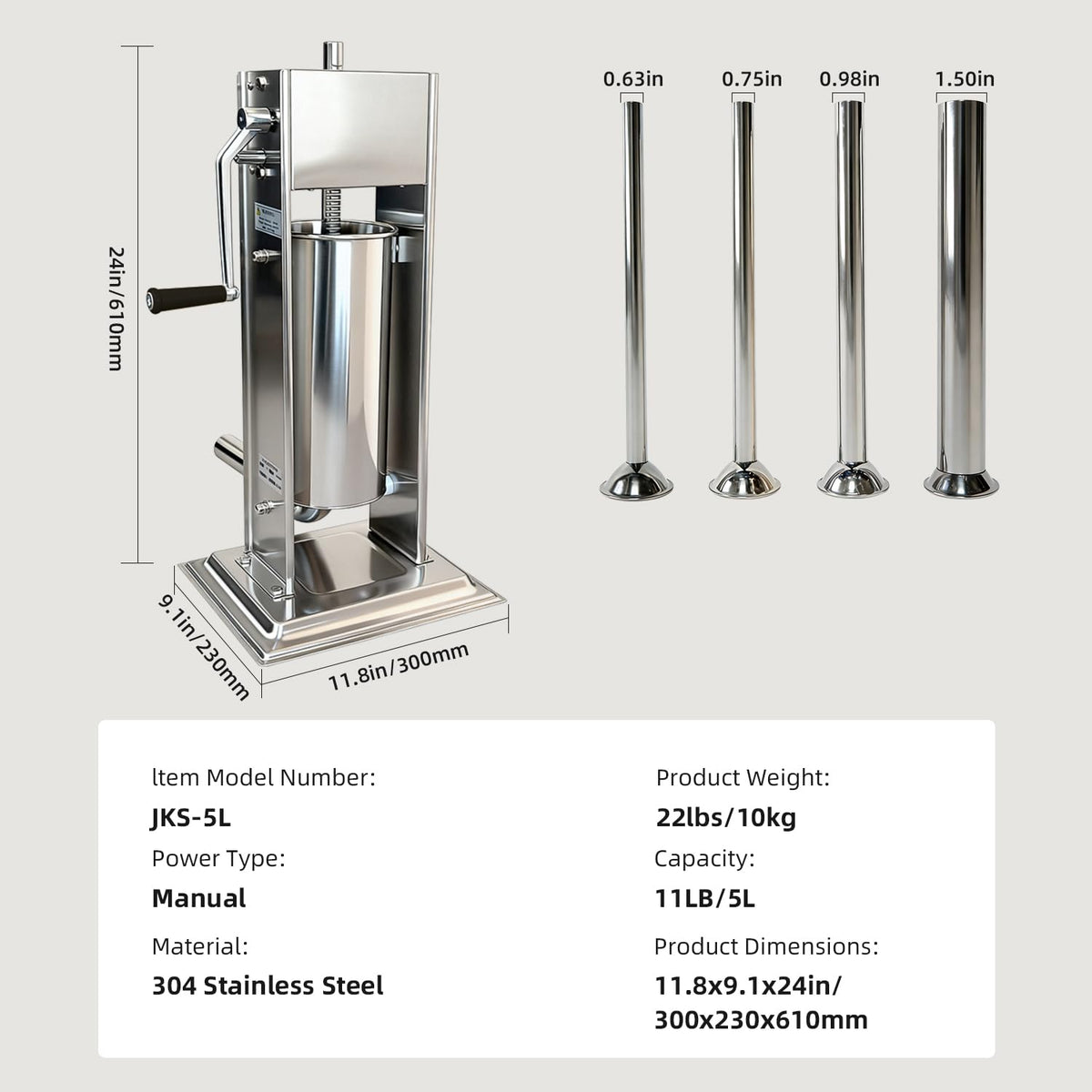 11LBS/5L Vertical Sausage Stuffer P13945