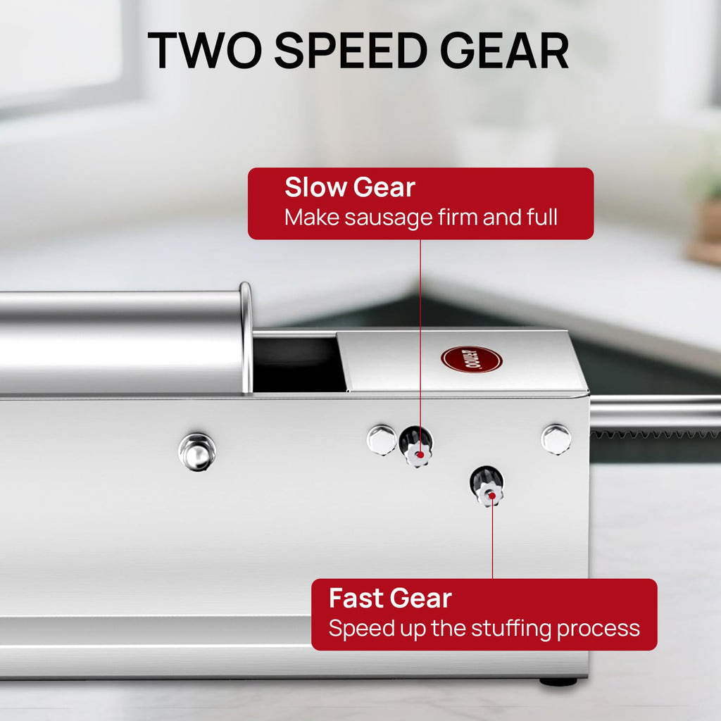 Manual Stainless Steel Sausage Stuffer with 4 Stuffing Tubes O2063