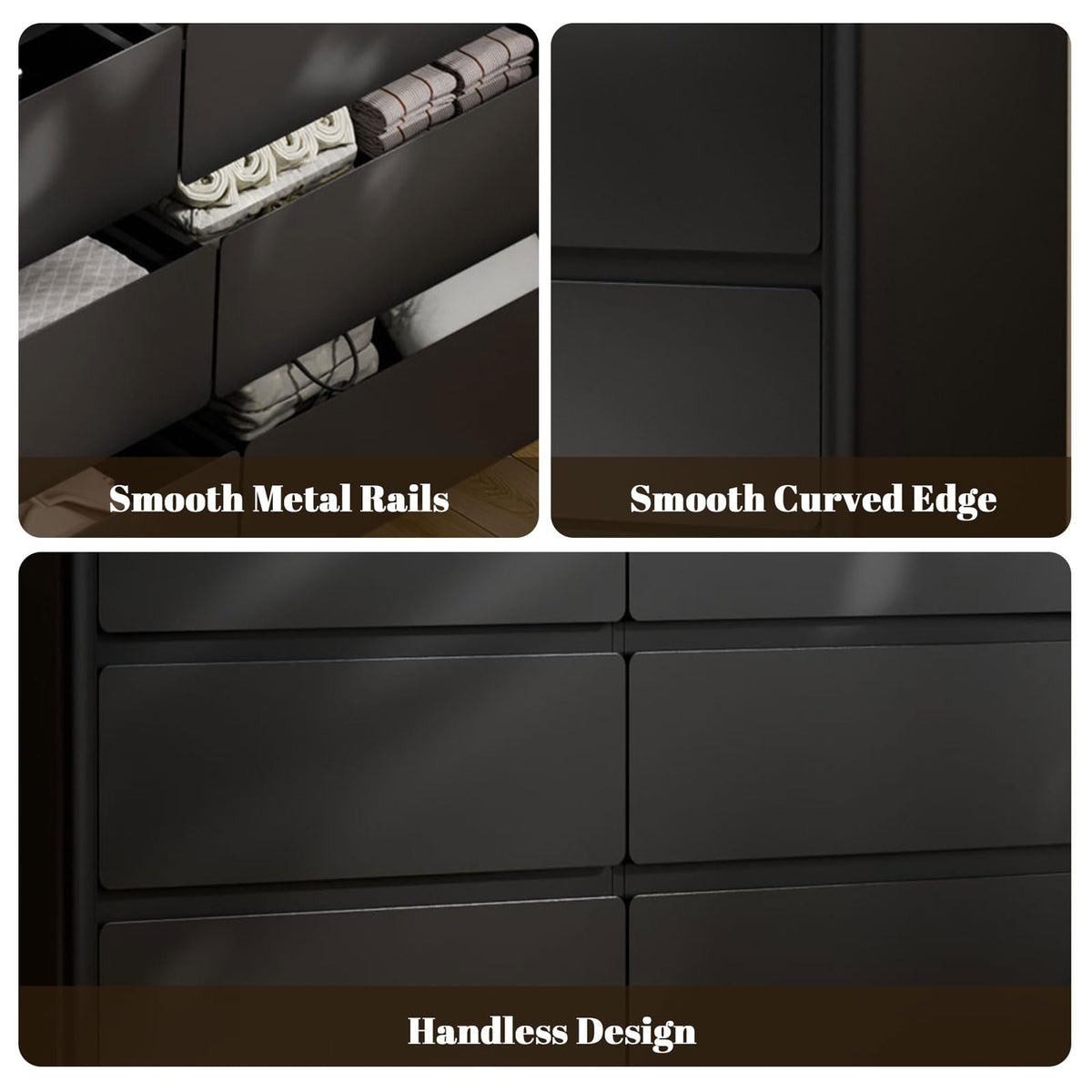 Black 9 Drawer Dresser with LED Lights A137263