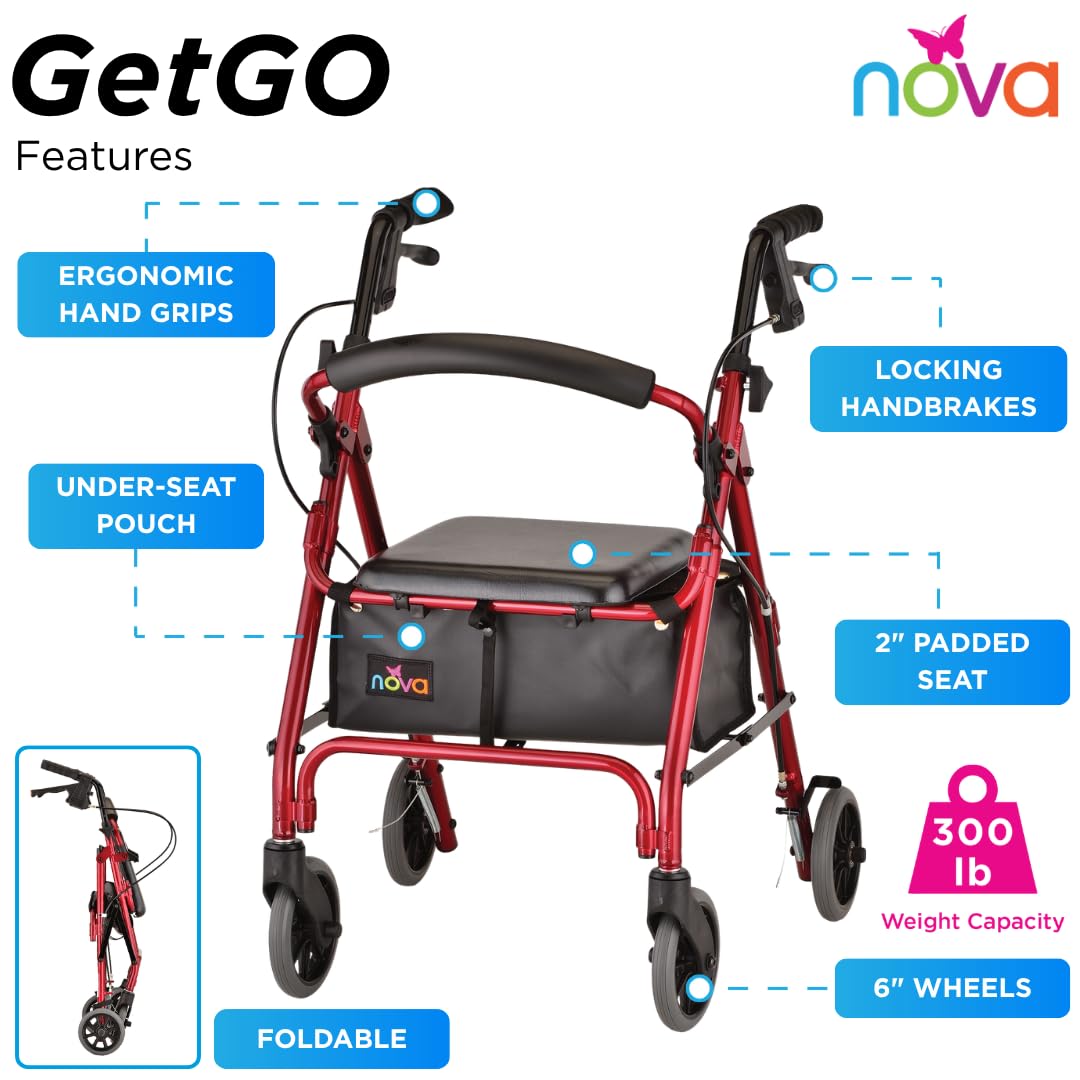 Lightweight Folding Narrow Rollator Walker with Seat C10244