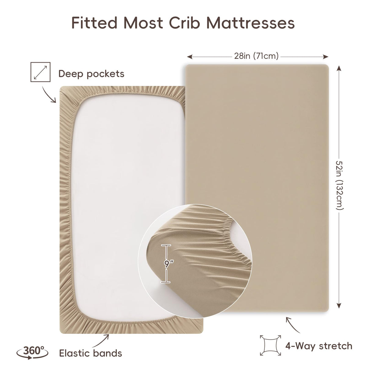 3 Pack Ultra Soft Breathable Fitted Crib Sheets 28x52 Inch C880347