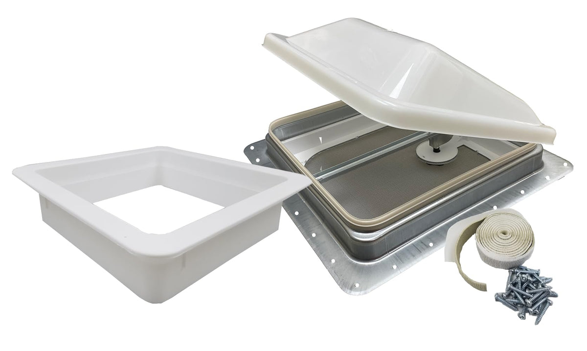 Non Powered RV Roof Vent White Lid 3" Garnish Skylight U13665