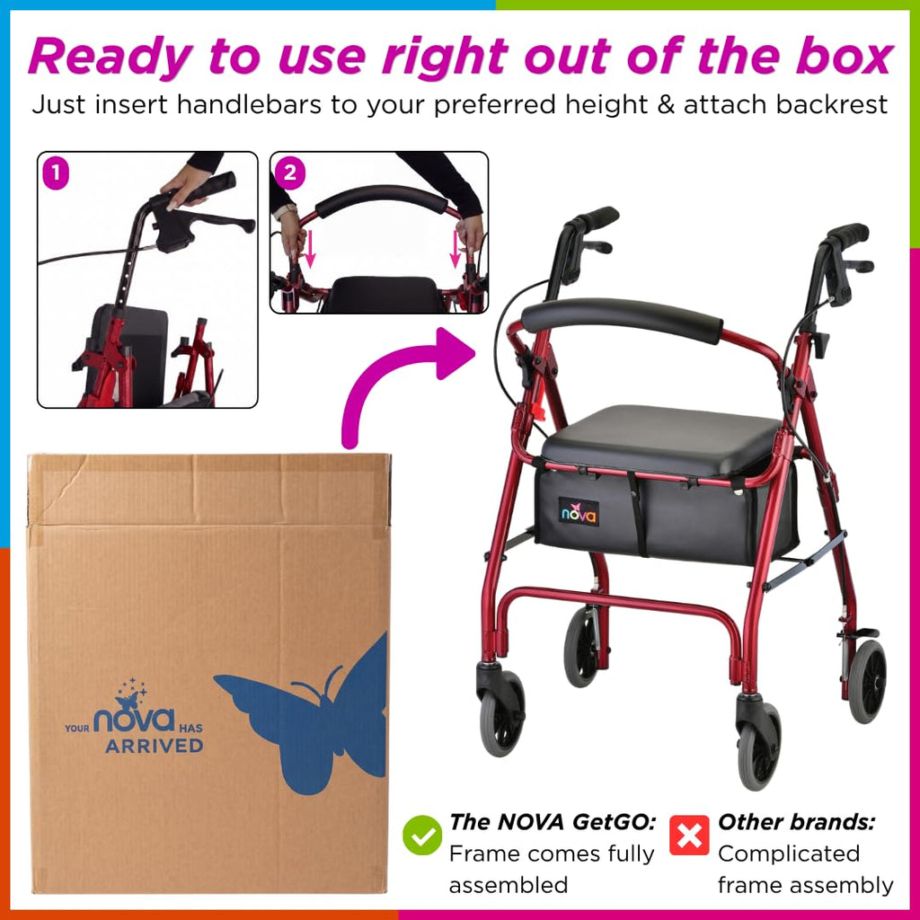 Lightweight Folding Narrow Rollator Walker with Seat C10244