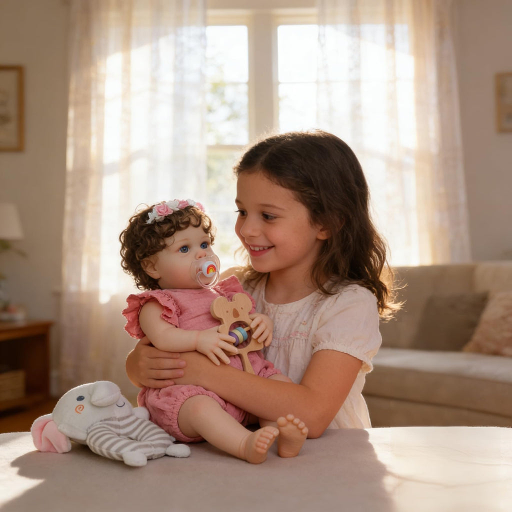 20 Inch Reborn Baby Dolls Girl with Curly Rooted Hair A305