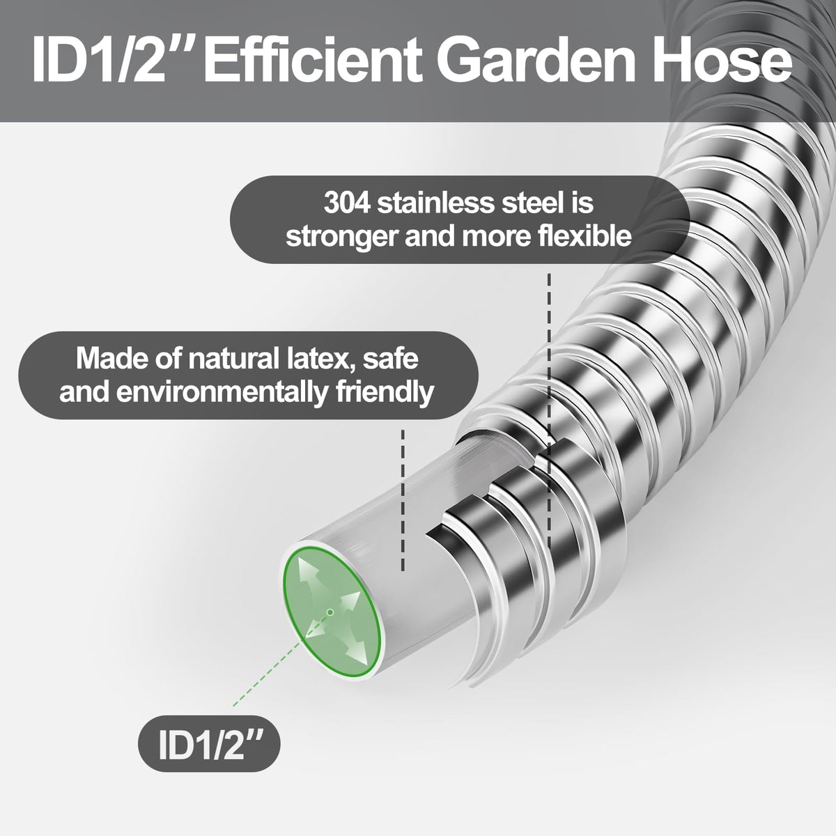1/2"x 100FT 304 Stainless Steel Metal Hose with Blue Nozzle A804507