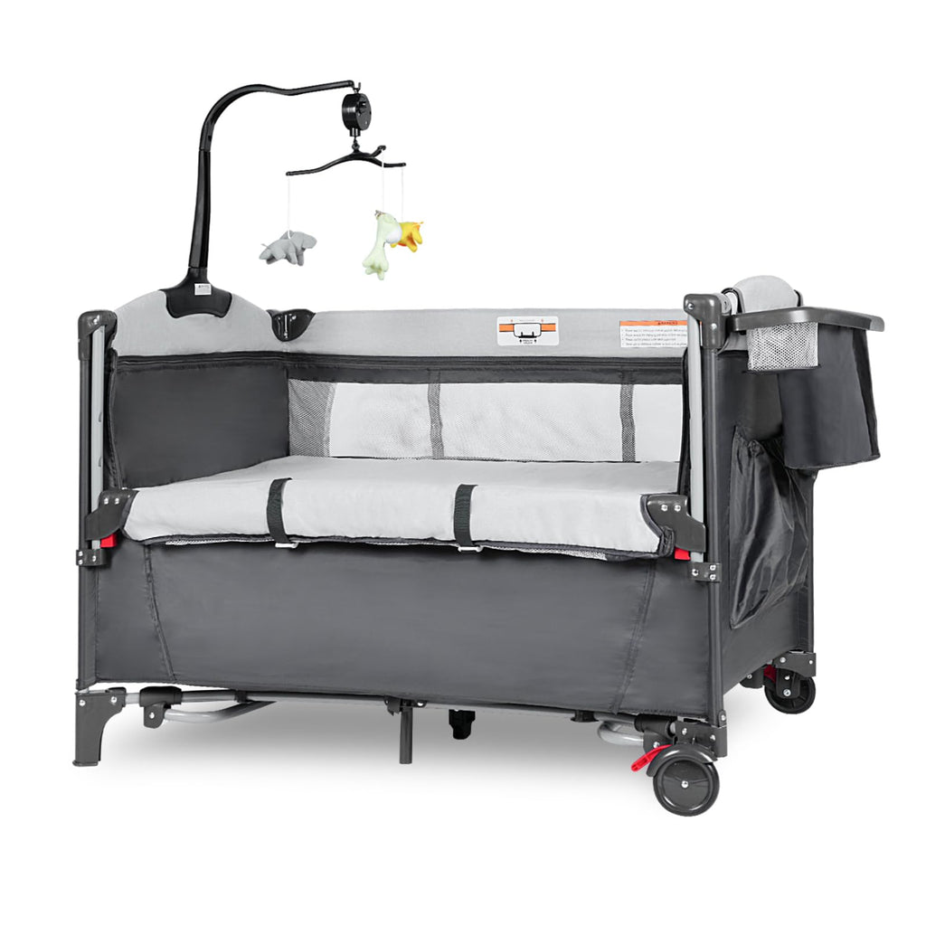 5-in-1 Pack and Play Baby Bassinet Bedside Sleeper Grey F229902