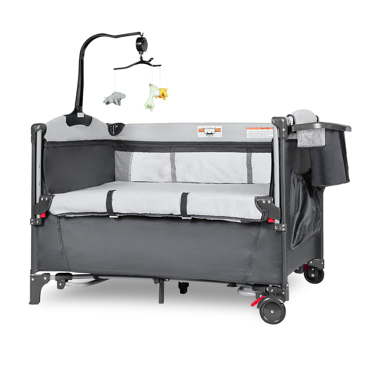 5-in-1 Pack and Play Baby Bassinet Bedside Sleeper Grey F229902