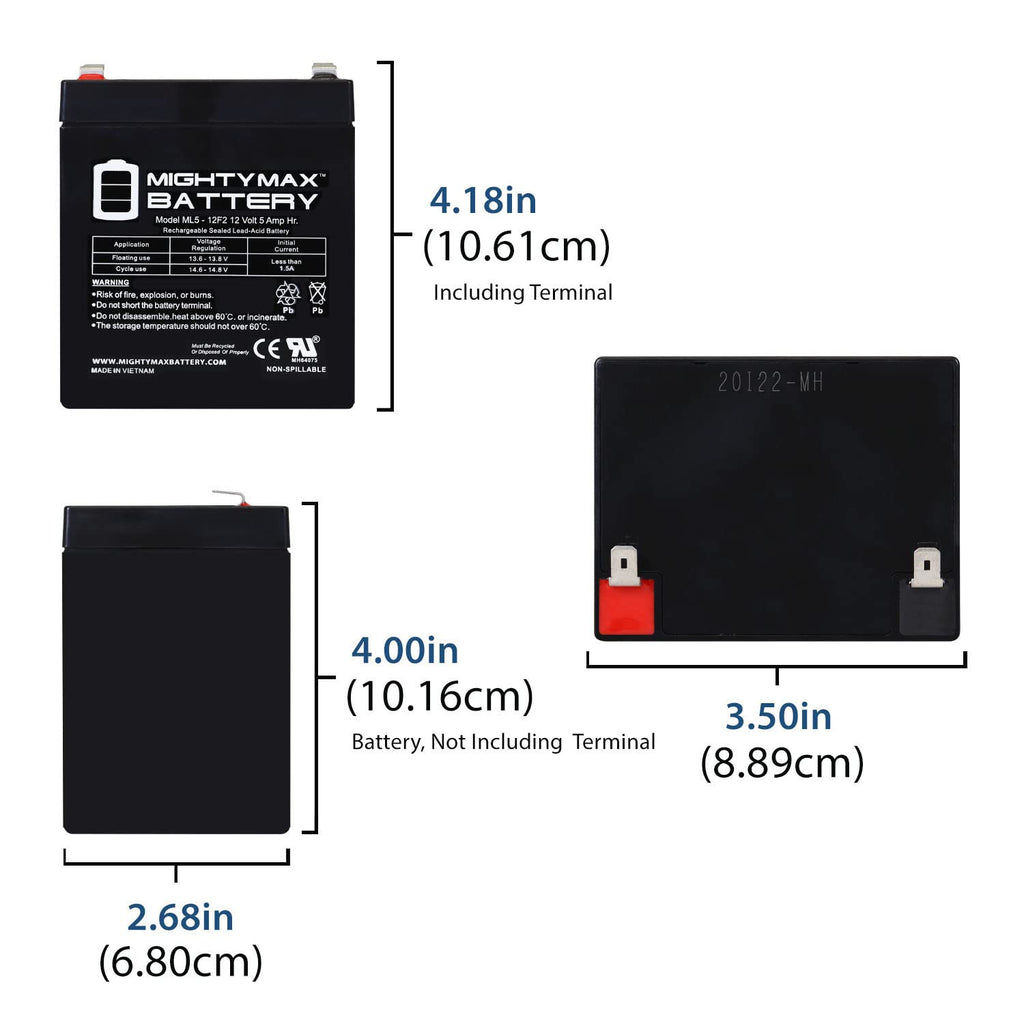 12 Volt 5 AH Rechargeable SLA AGM Battery V830463
