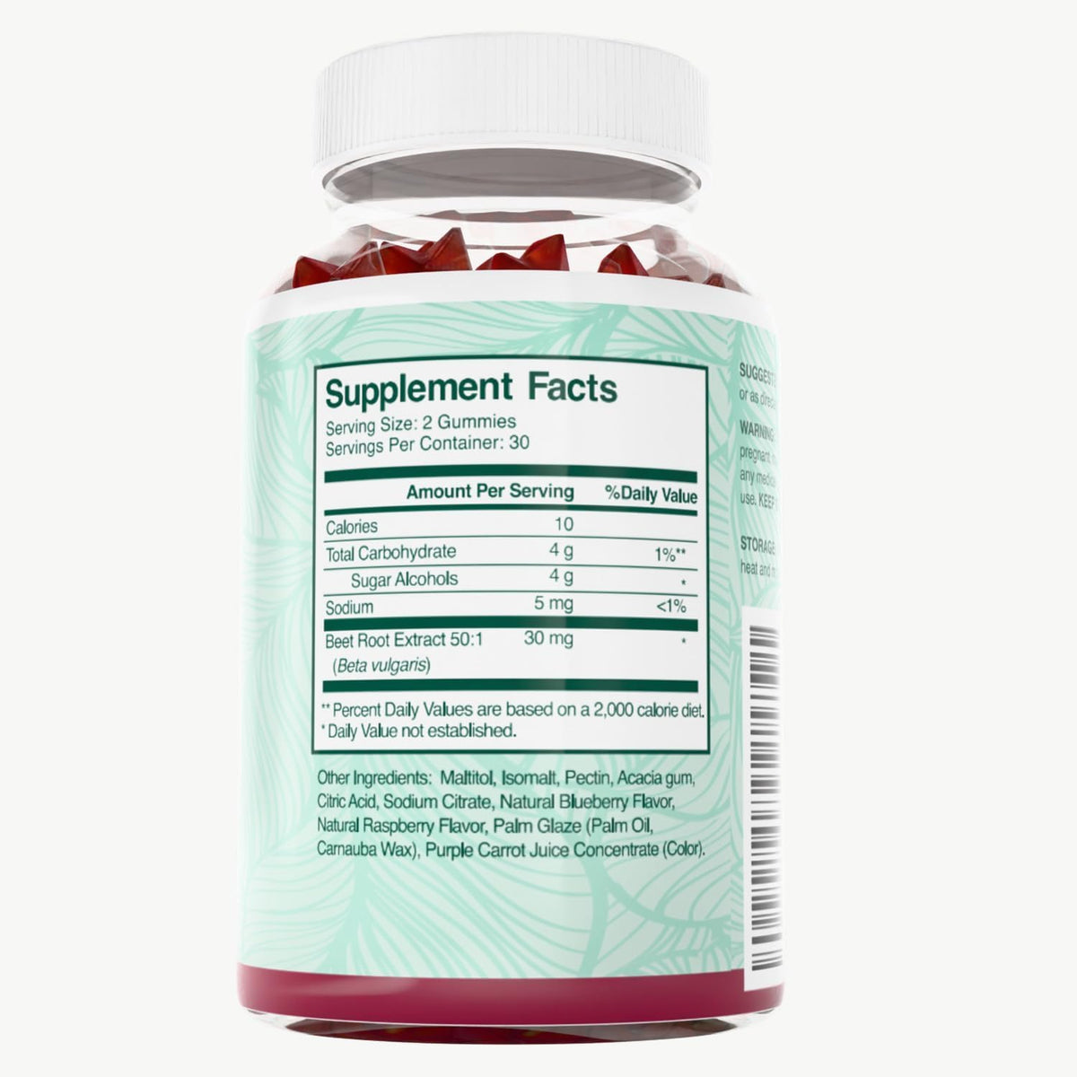 Beet Root Gummies 50:1 Extract Sugar Free Chews Vegan I84226
