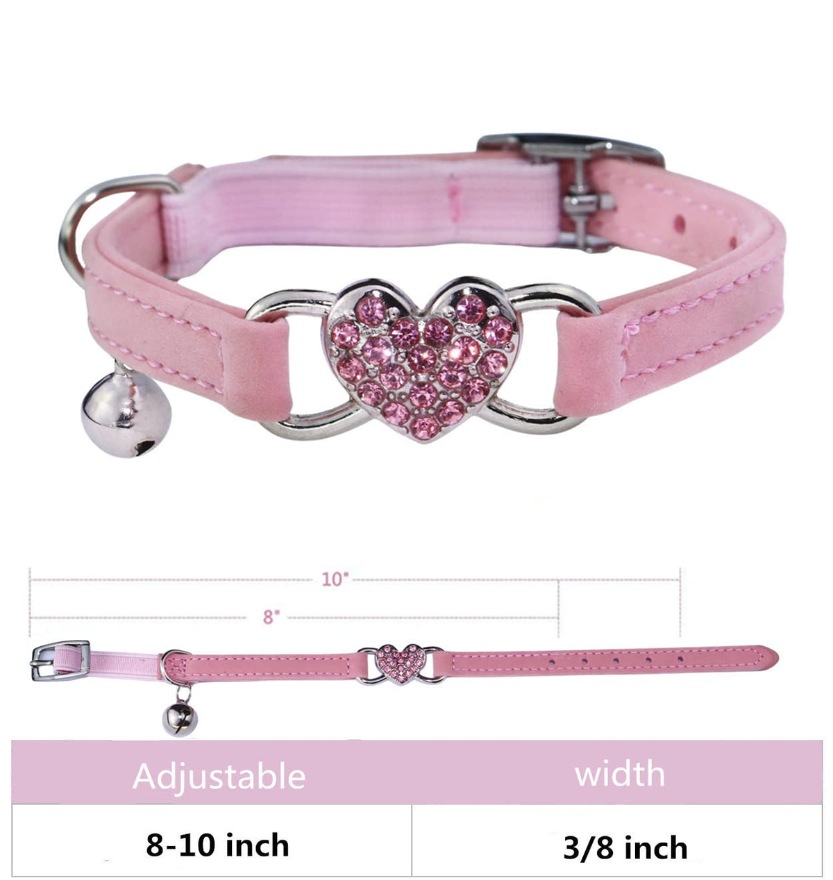 Pink Cat Collar with Safety Belt and Bell C828