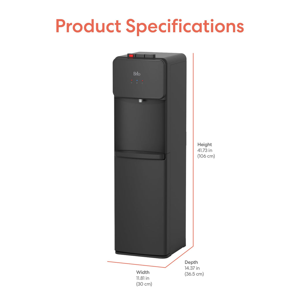 Bottom Load Water Cooler Dispenser, 5 Gallon, Black M914285