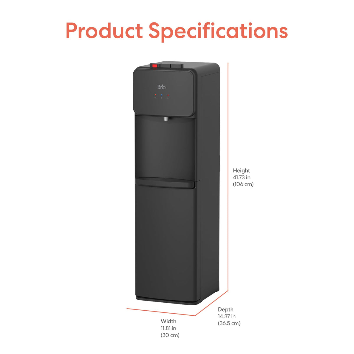 Bottom Load Water Cooler Dispenser, 5 Gallon, Black M914285