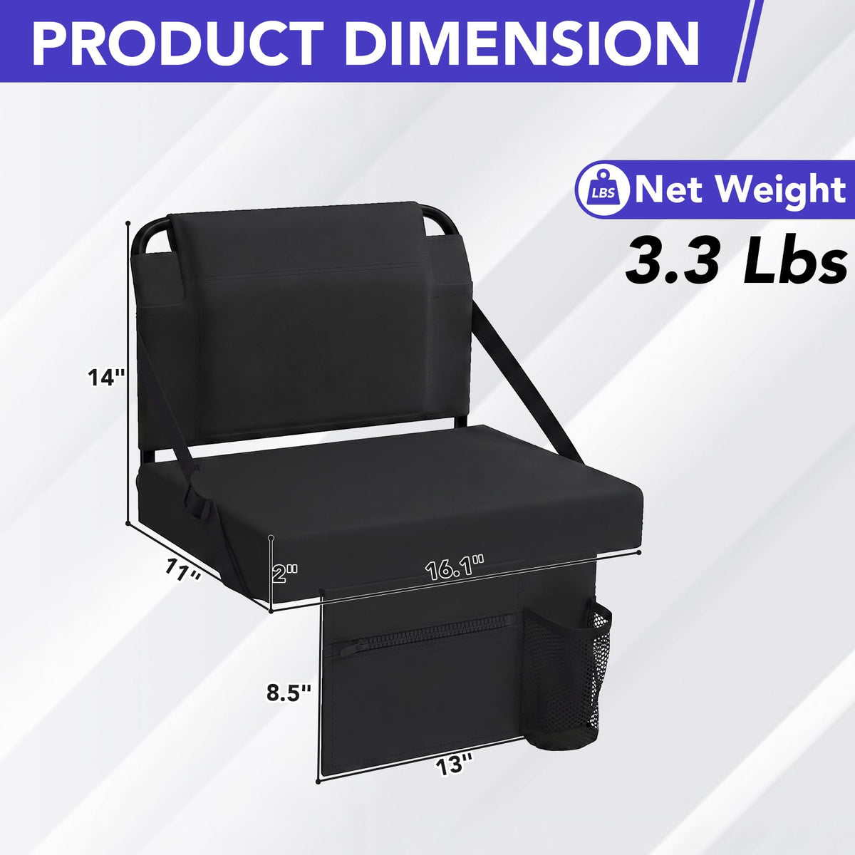 Adjustable Bleacher Chair with Back Support and Cup Holder P9481