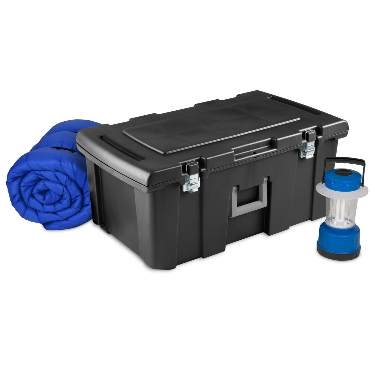 16 Gallon Black Plastic Storage Trunk with Wheels O528