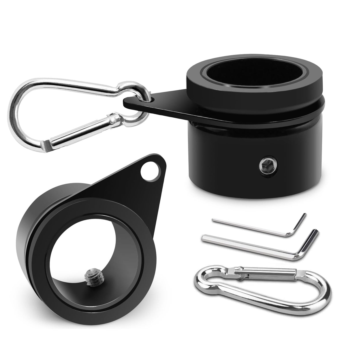 Aluminum Alloy 360° Rotating Flag Pole Rings with Carabiner, Pack of 2 F995