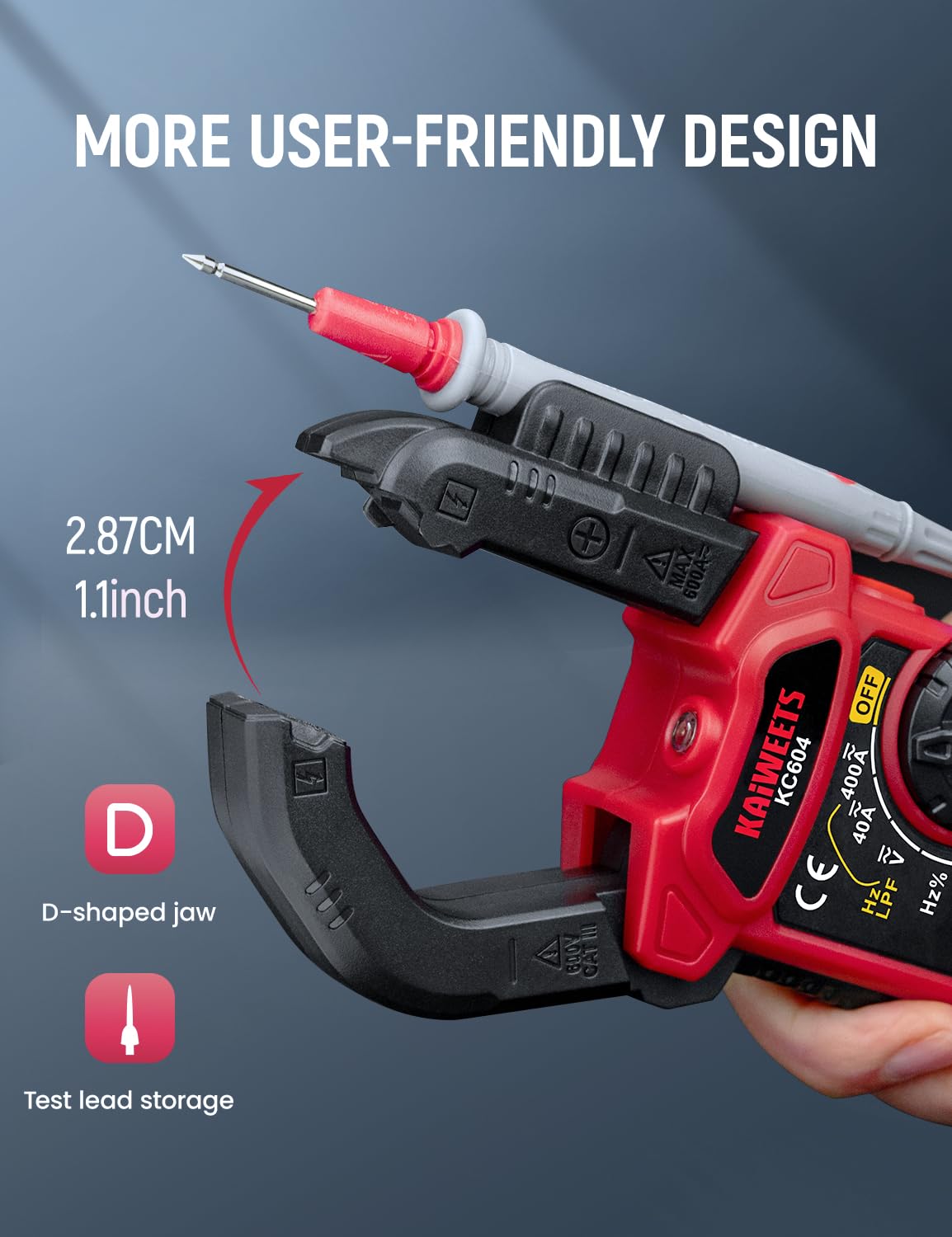 Digital Clamp Meter Multimeter with D-Shaped Jaw F37355
