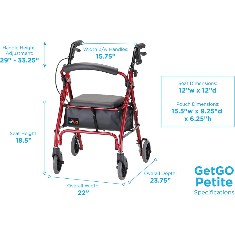 Lightweight Folding Narrow Rollator Walker with Seat C10244