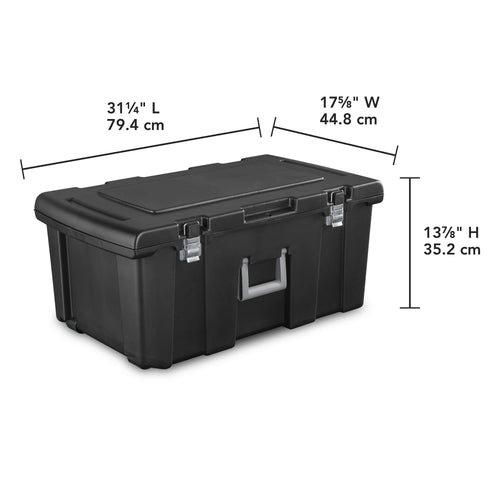 16 Gallon Black Plastic Storage Trunk with Wheels O528