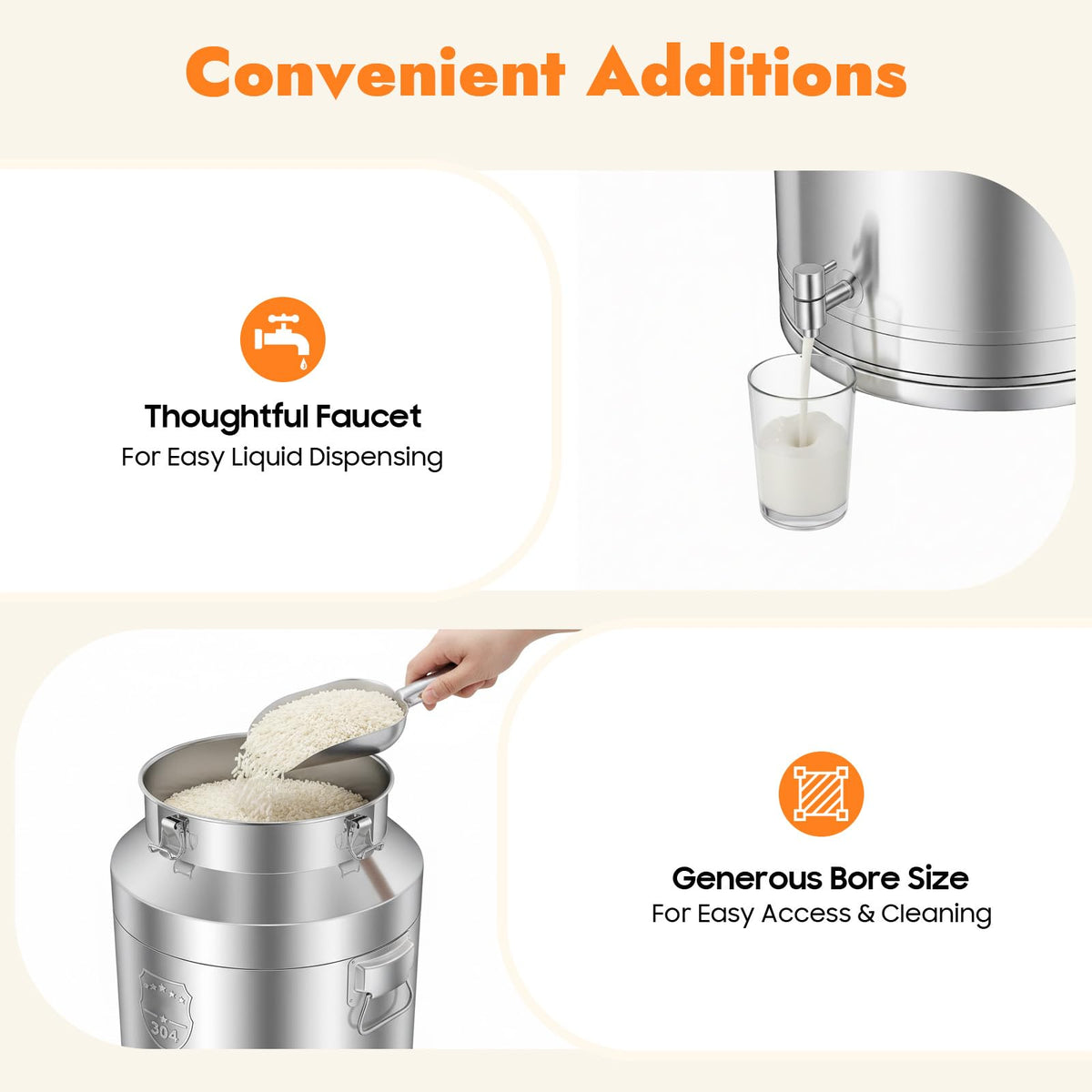 304 Stainless Steel 76L Sealed Bucket with Faucet B6623