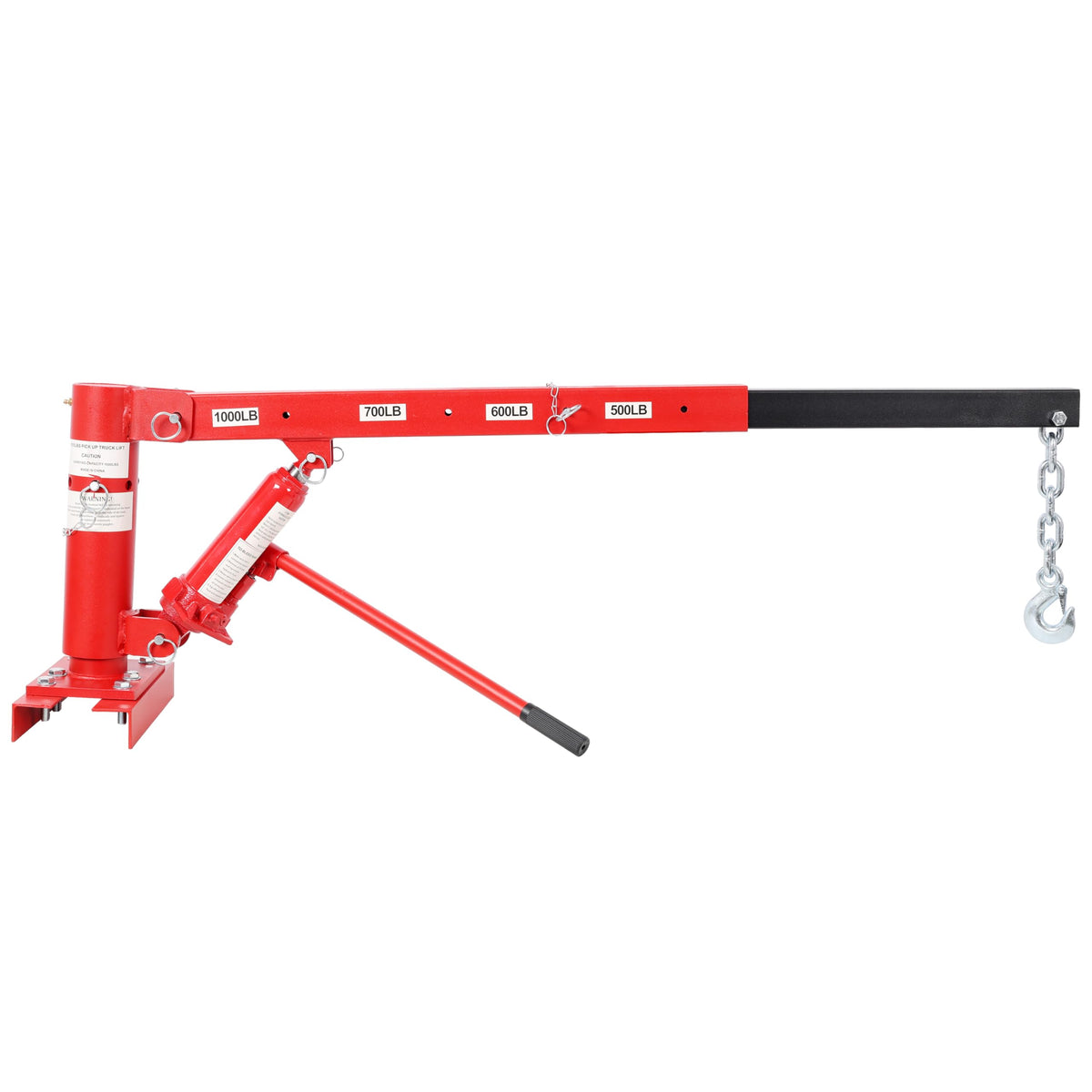 Hydraulic Pickup Truck Crane, 1000 lbs Capacity, 360° Swivel, Red C70371