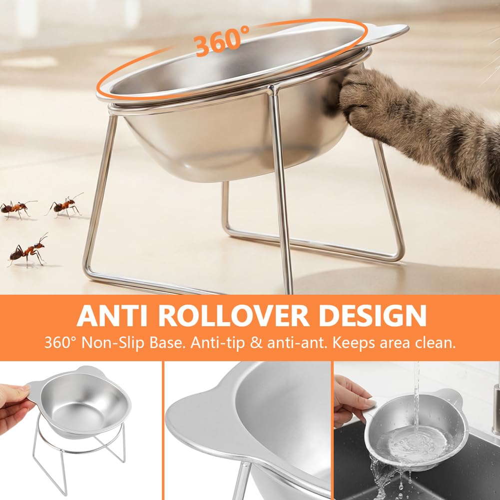 2 Pack Stainless Steel Elevated Cat Bowls L277