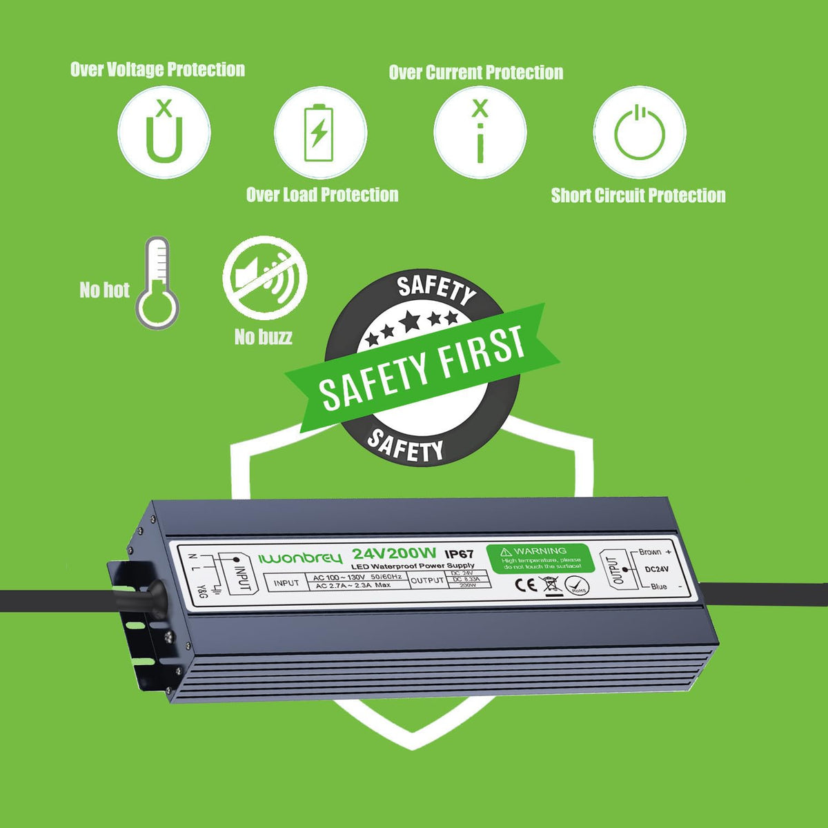 200 Watts 24V DC Waterproof IP67 LED Driver Power Supply G56470