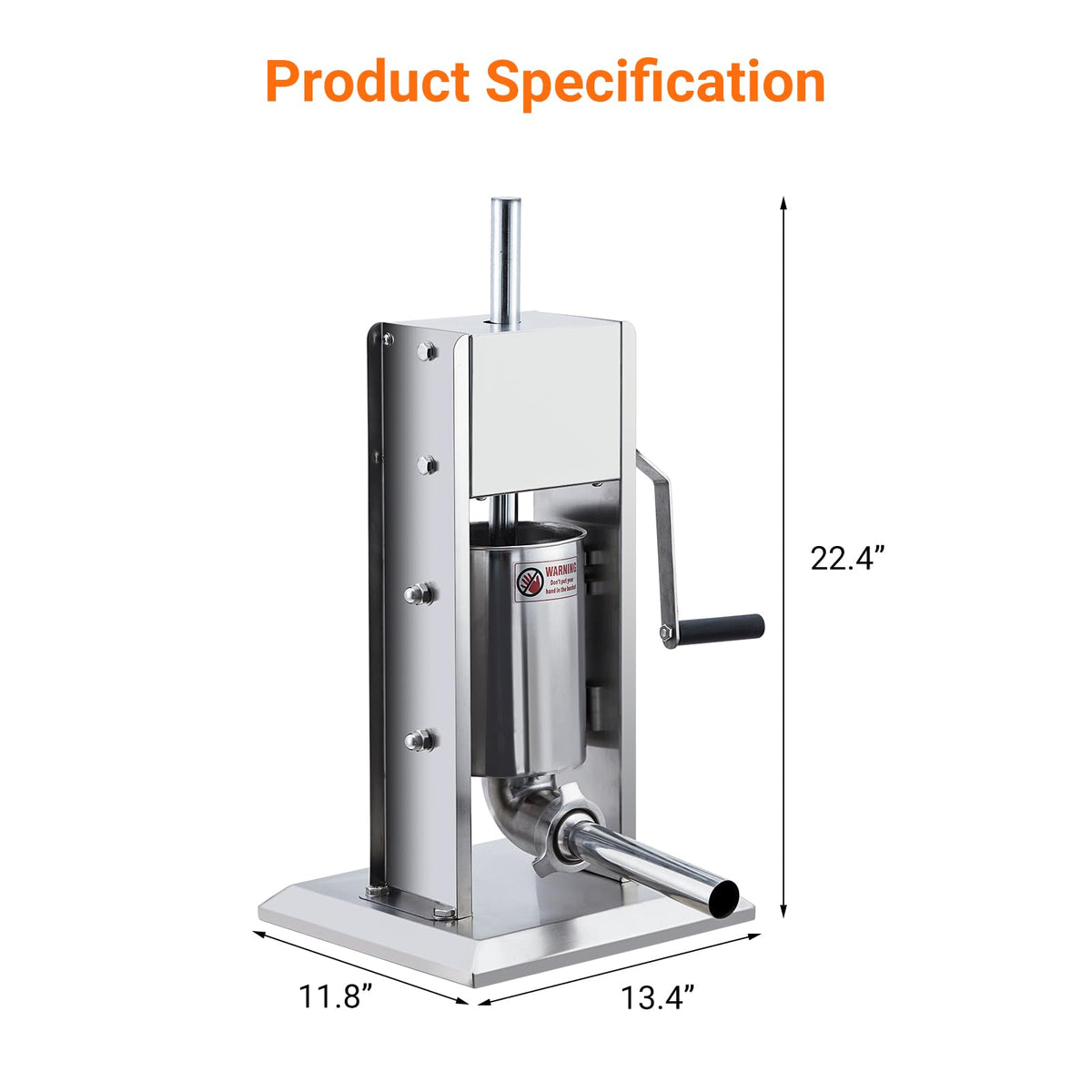 Manual Stainless Steel Sausage Stuffer with 5 Stuffing Tubes P77284