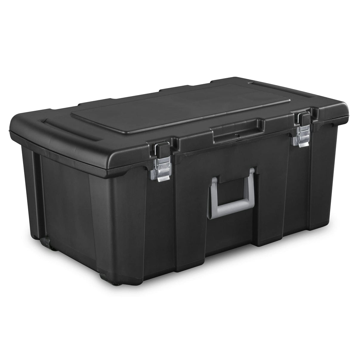 16 Gallon Black Plastic Storage Trunk with Wheels O528