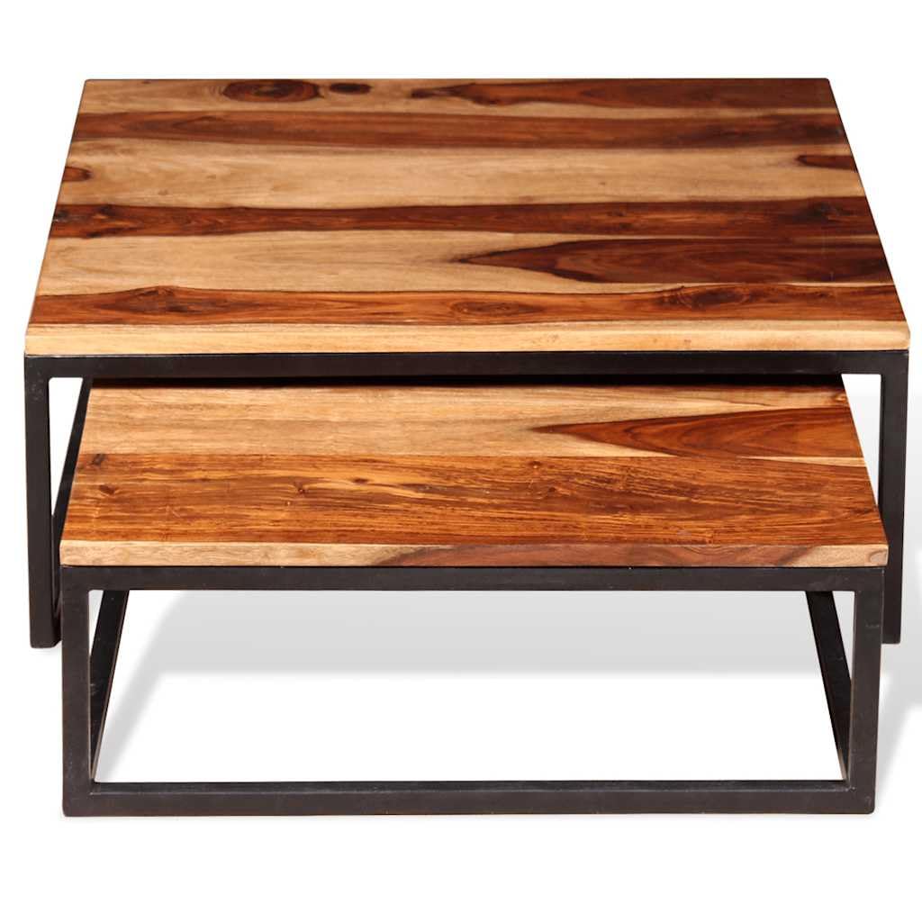 Solid Acacia Wood Nesting Coffee Table Set of 2 W57223