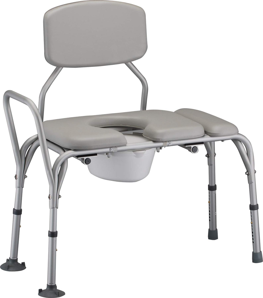 Padded Transfer Bench with Commode, Adjustable Aluminum Y69108