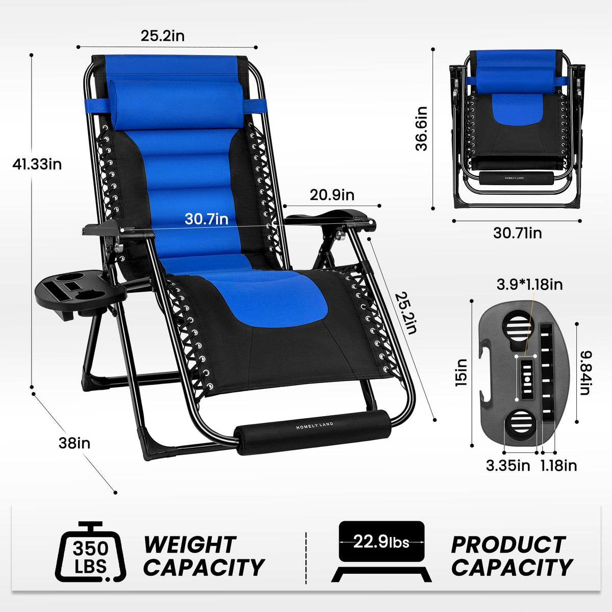 Oversized Padded Zero Gravity Lounge Chair B627