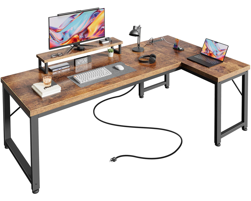 53" L Shaped Computer Desk with Outlets J7892