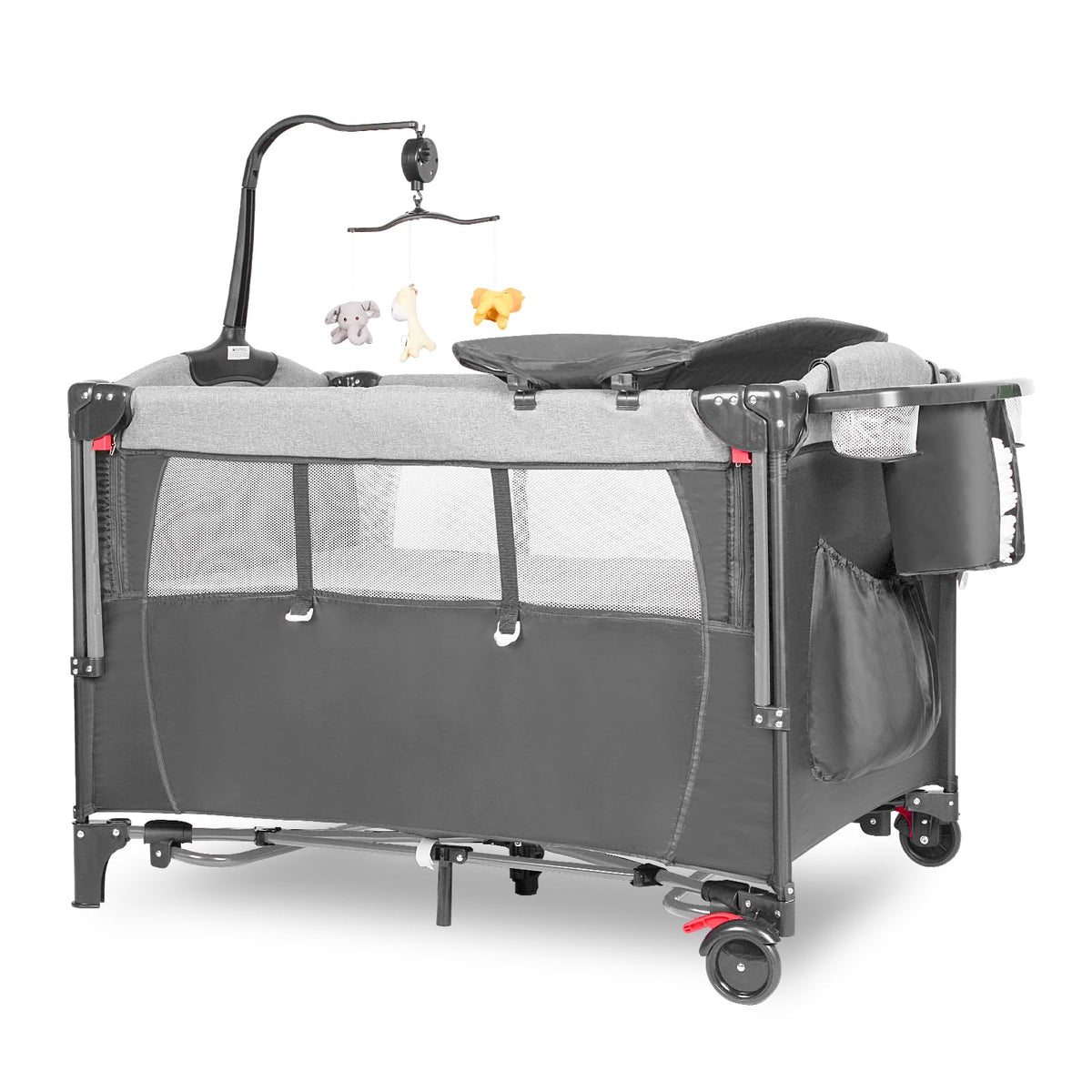 5-in-1 Pack and Play Baby Bassinet Bedside Sleeper Grey F229902