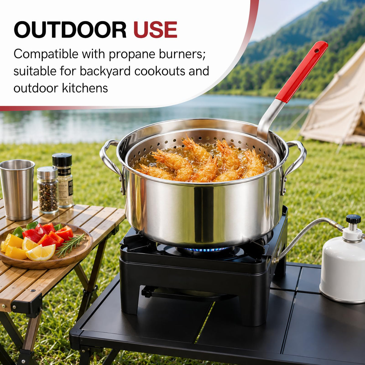 10 QT Stainless Steel Deep Fryer Pot with Basket F10516