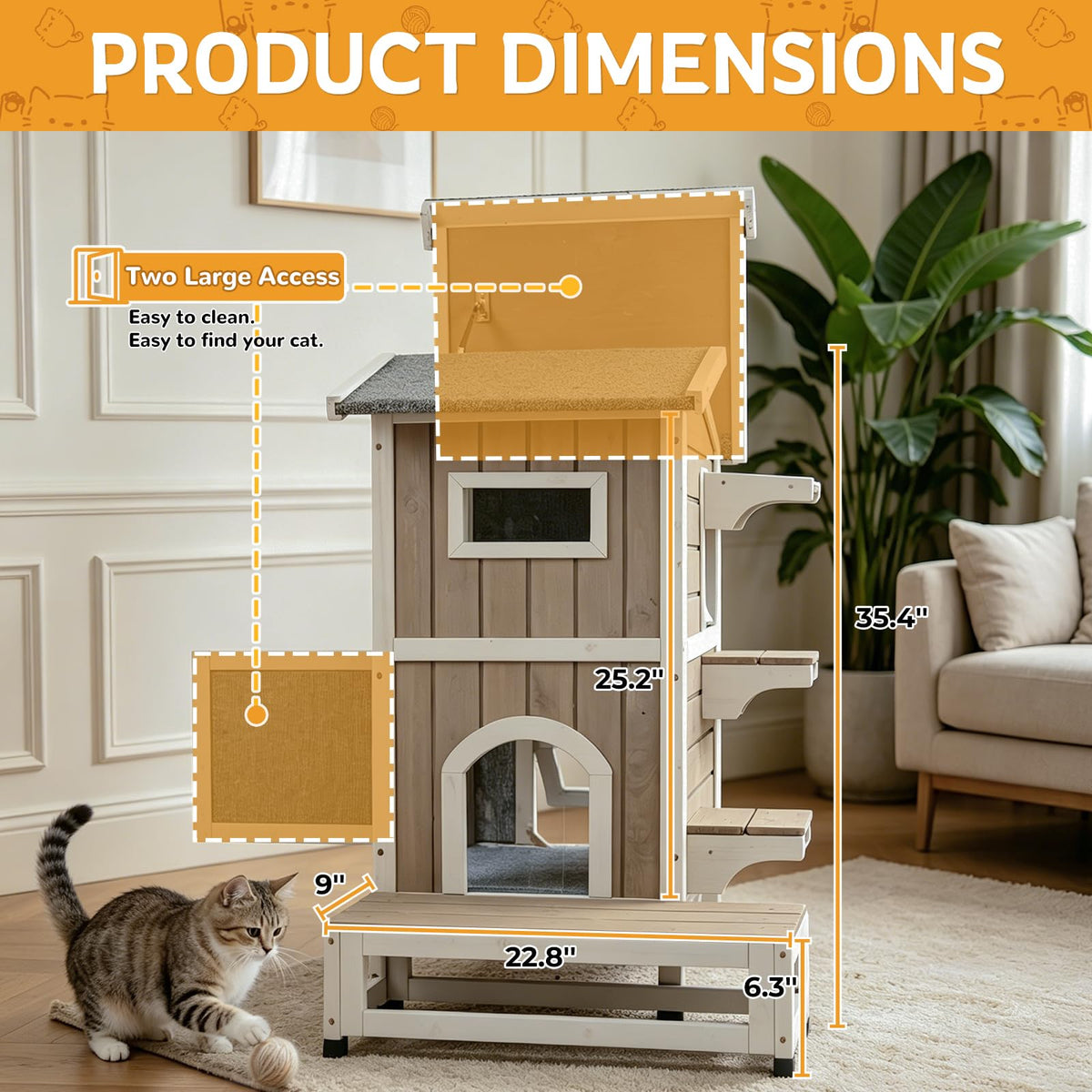 Weatherproof Wooden Outdoor Cat House X87390
