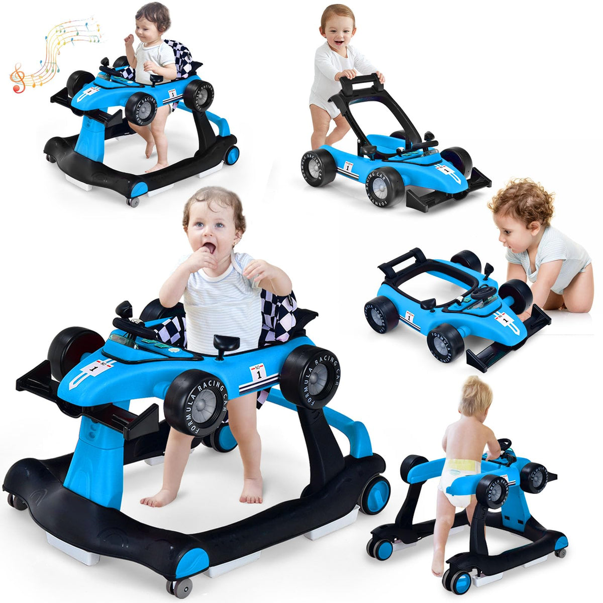 5-in-1 Foldable Baby Walker with Adjustable Height C9352