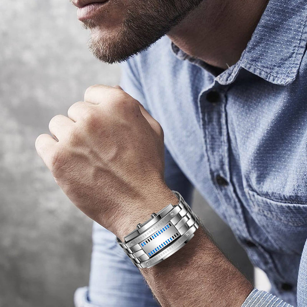 Mens Blue LED Digital Watch J300